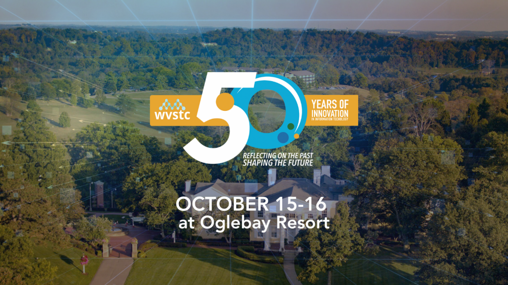 Arial photo of Oglebay Resort with overlay text that has the WVSTC 2025 logo and reads "October 15-16 Oglebay Resort"