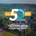 Arial photo of Oglebay Resort with overlay text that has the WVSTC 2025 logo and reads "October 15-16 Oglebay Resort"